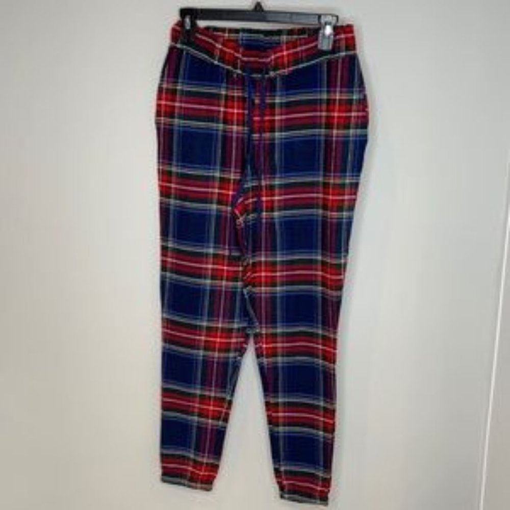 Plush Red Blue Flannel Pajama Pants